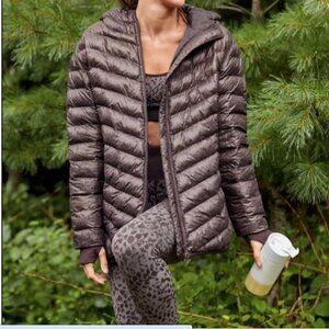 Aerie Offline Packable Puffer Coat Brown Leopard Print